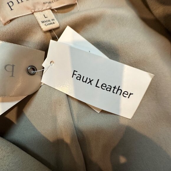 Philosophy Taupe Sleeveless Moto Vest Jacket L With Zipper Pockets & Notch Lapel - Picture 7 of 12